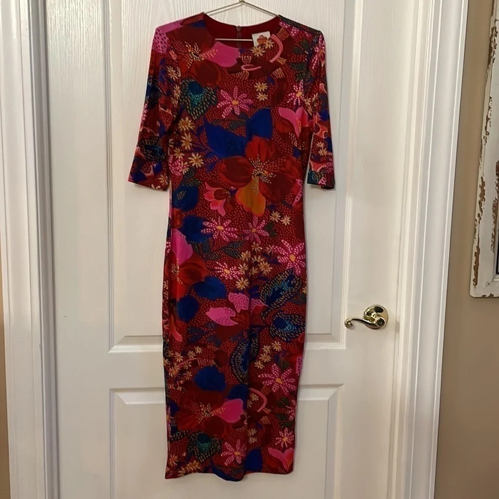 Anthropologie Farm Rio Snake Garden Red Jersey Dress Size S - Picture 3 of 9